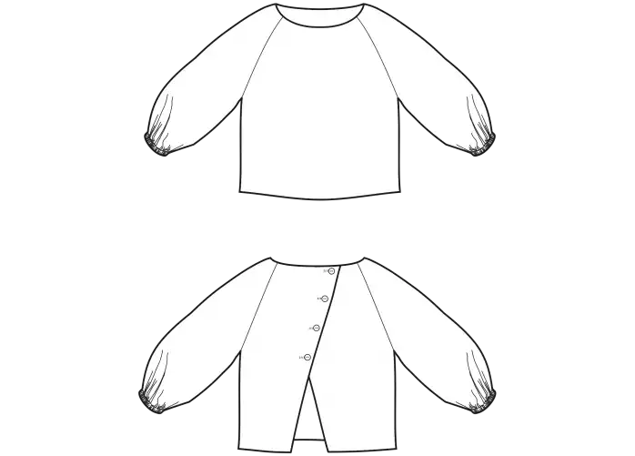 Wykrój - bluzka basic z raglanowymi rękawkami RAGLAN