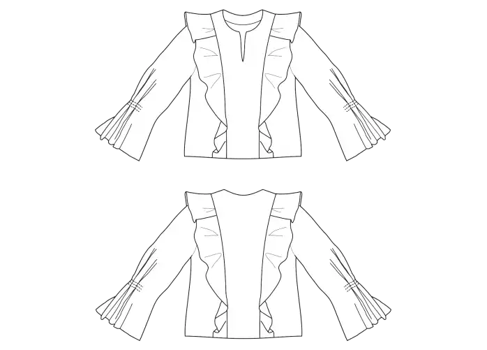 Wykrój - bluzka z falbanami FLEUR