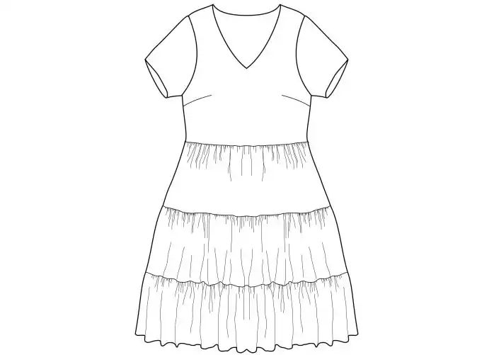 Wykrój - sukienka z falbanami LIBERTE